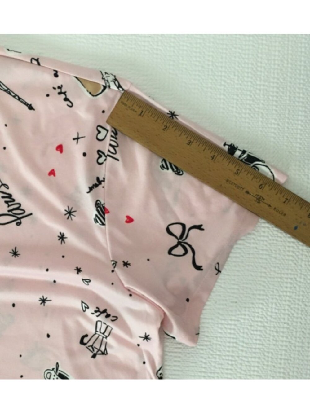 Joyspun Sleep Shirt Size L to XL Pink Paris Coffee Croissants Pockets New w Tag - Picture 11 of 13
